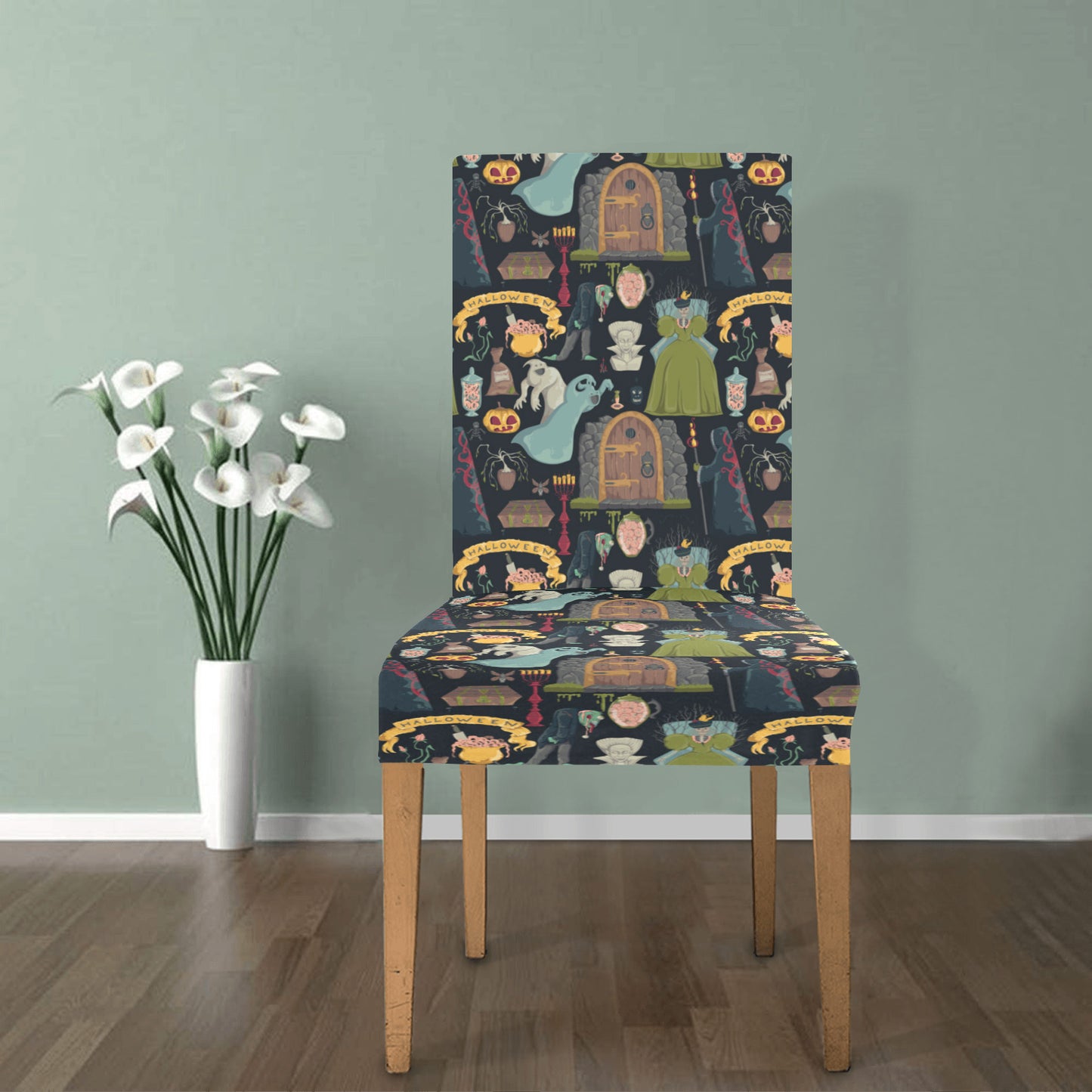 Creepy Halloween Print Design LKS304 Dining Chair Slipcover