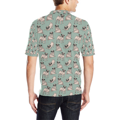 Pug Pattern Print Design A01 Men Polo Shirt