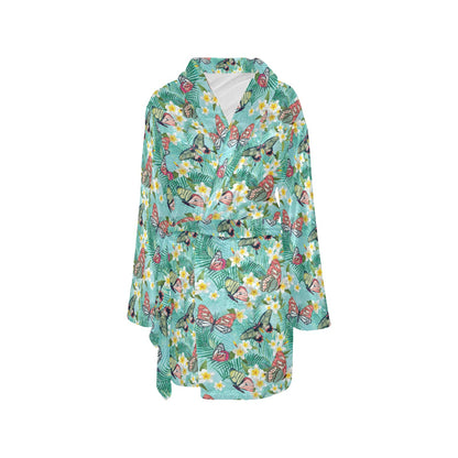 Butterfly Pattern Print Design 09 Women's Fleece Robe