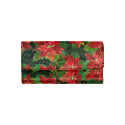Poinsettia Pattern Print Design POT04 Women's Trifold Wallet