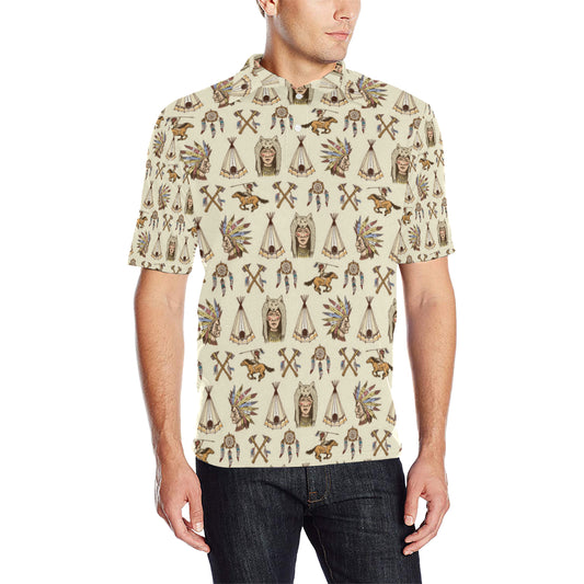 Native Indian Pattern Design Print Men Polo Shirt