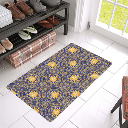Celestial Gold Sun Face Rubber Doormat