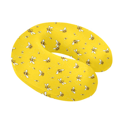 Bee Pattern Print Design 05 U-Shaped Travel Neck Pillow