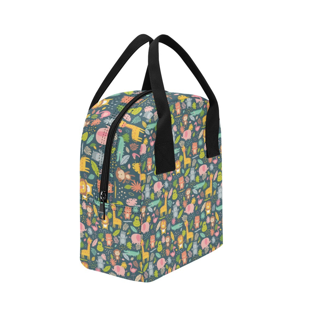 Safari Animal Cartoon Print Design LKS305 Insulated Lunch Bag