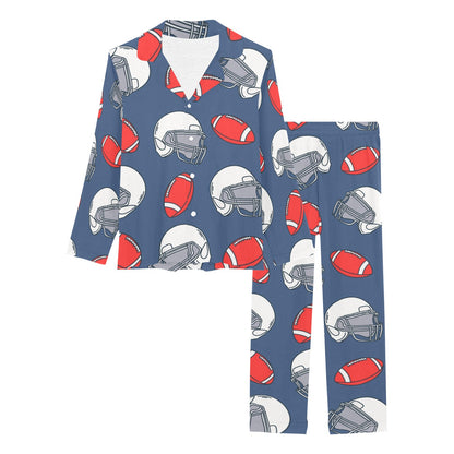 American Football Helmet Design Pattern Women's Long Pajama Set