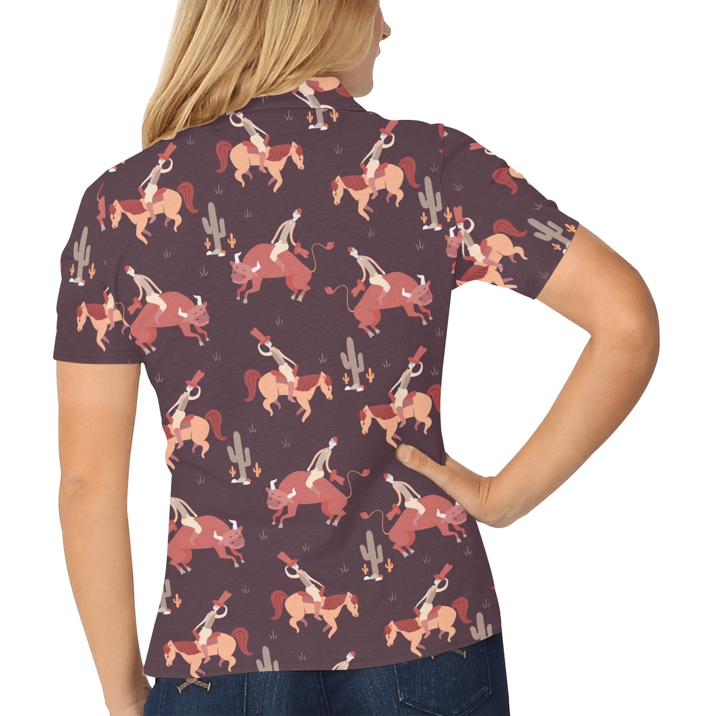 Rodeo Pattern Print Design A01 Women's Polo Shirt