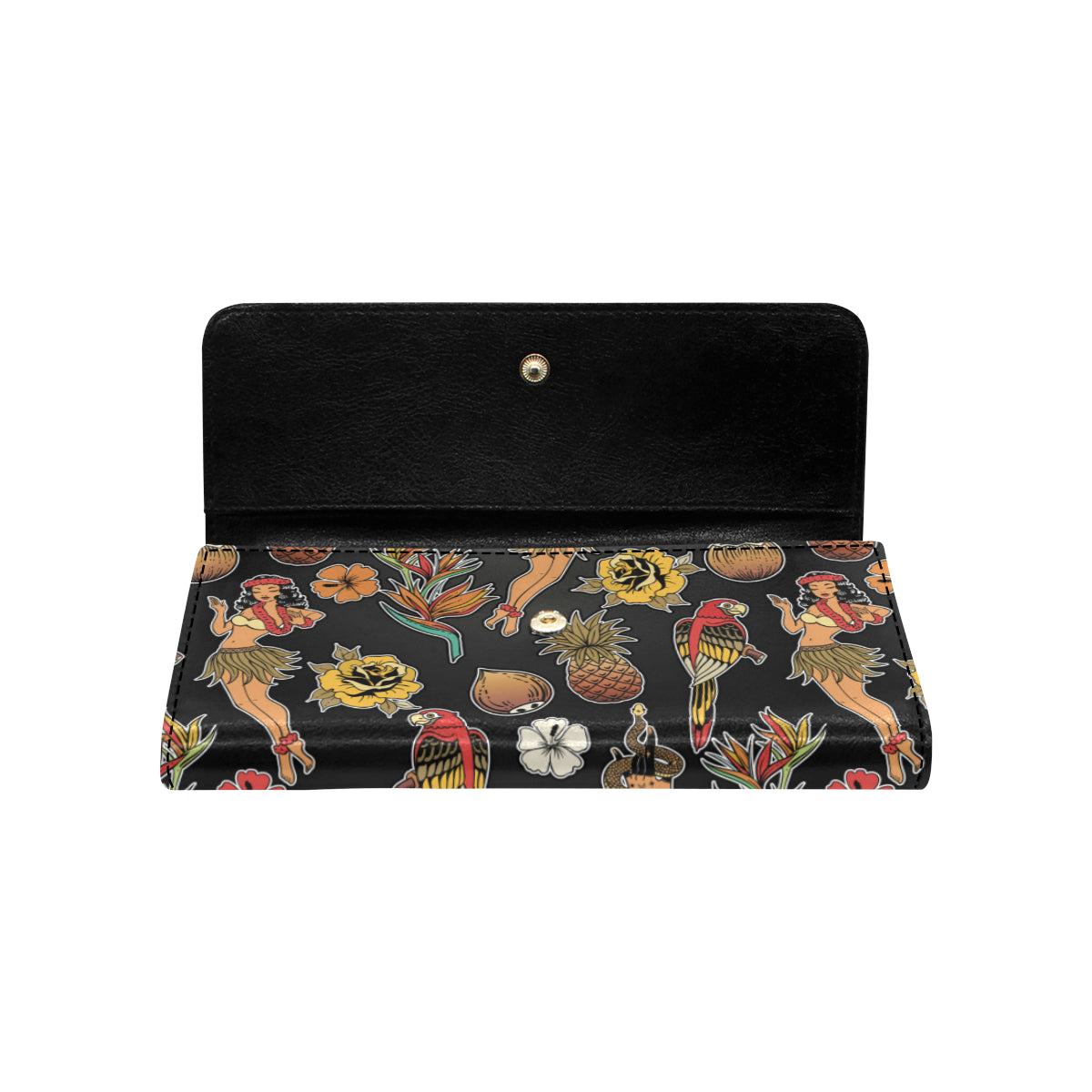 Hula Dancers Hawaiian Style Pattern Print Design 0 Women's Trifold Wallet