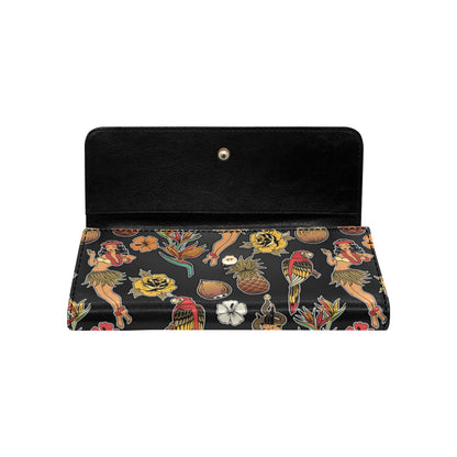 Hula Dancers Hawaiian Style Pattern Print Design 0 Women's Trifold Wallet