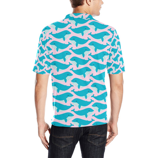 Whale Print Design LKS302 Men Polo Shirt