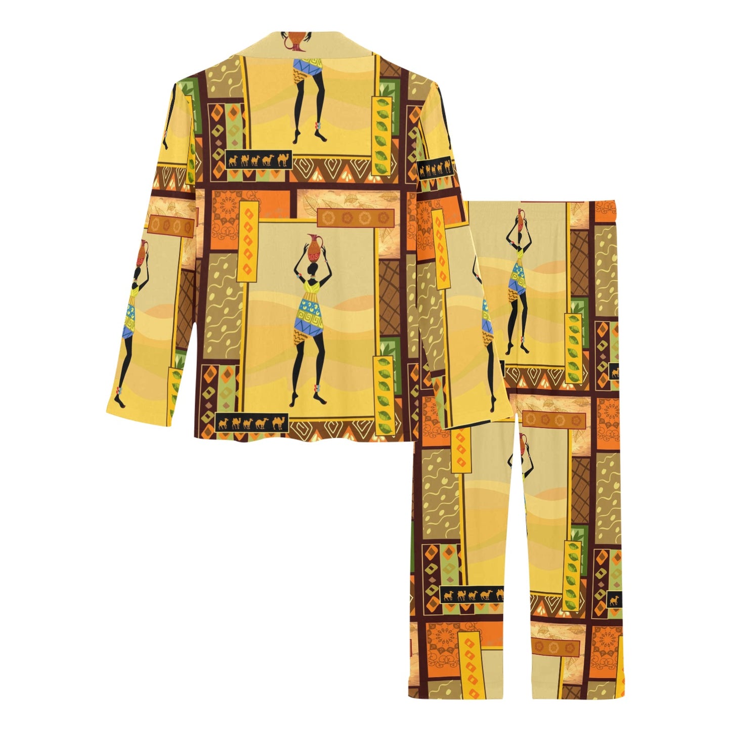 African Girl Design Women's Long Pajama Set