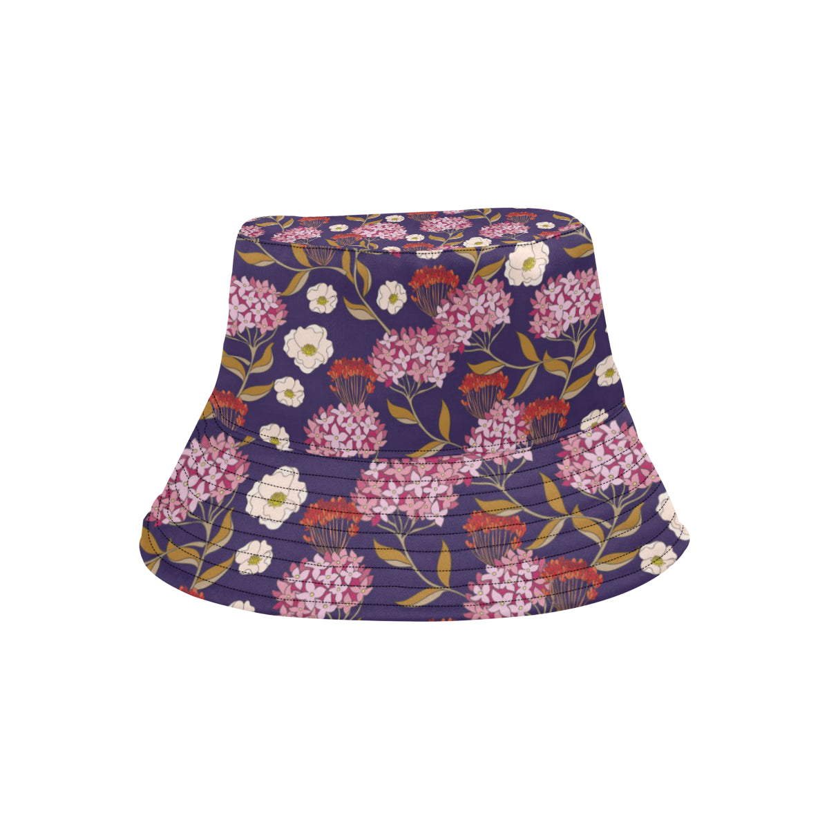 Hydrangea Pattern Print Design HD010 Unisex Bucket Hat