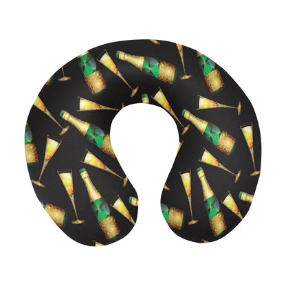 Champagne Pattern Print Design 02 U-Shaped Travel Neck Pillow