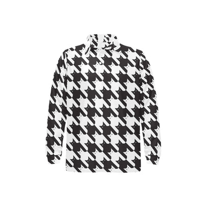 Cat HoundstoothPattern Print Design 01 Long Sleeve Polo Shirt For Men's