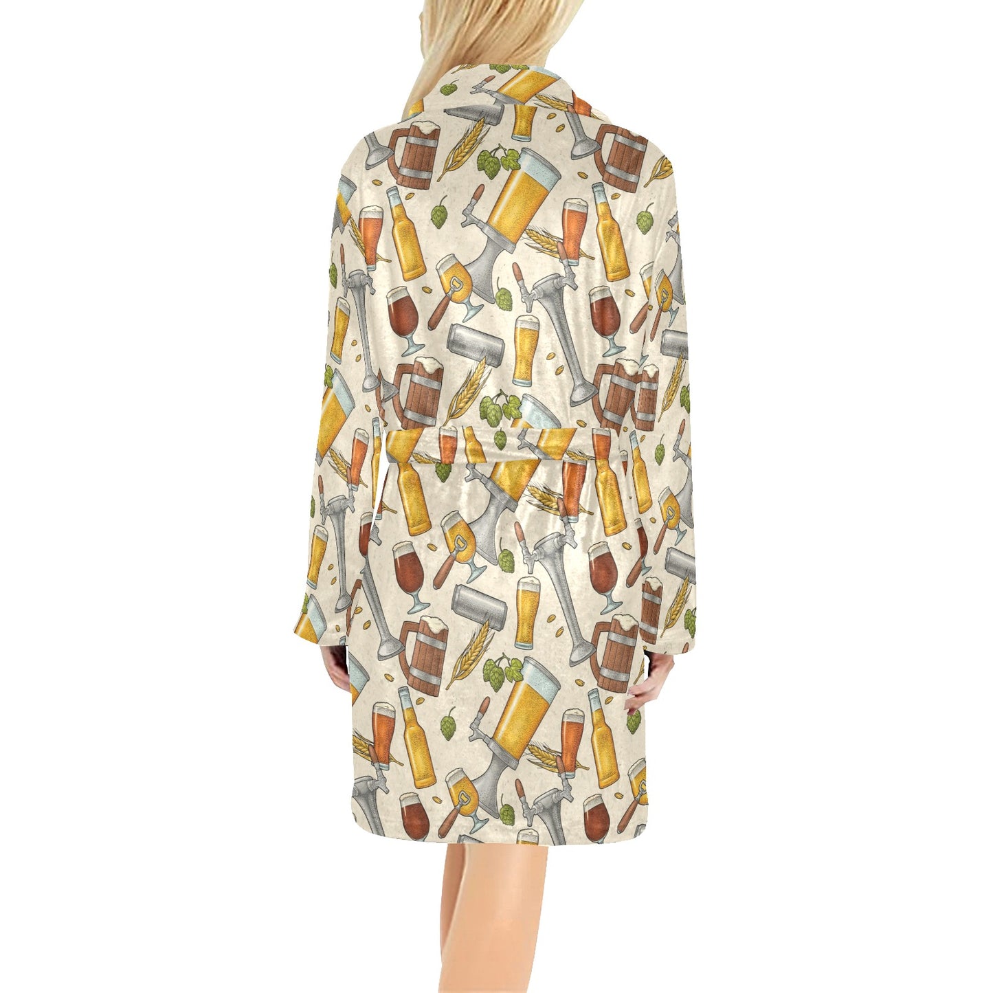Beer Pattern Print Design 05 Women's Fleece Robe