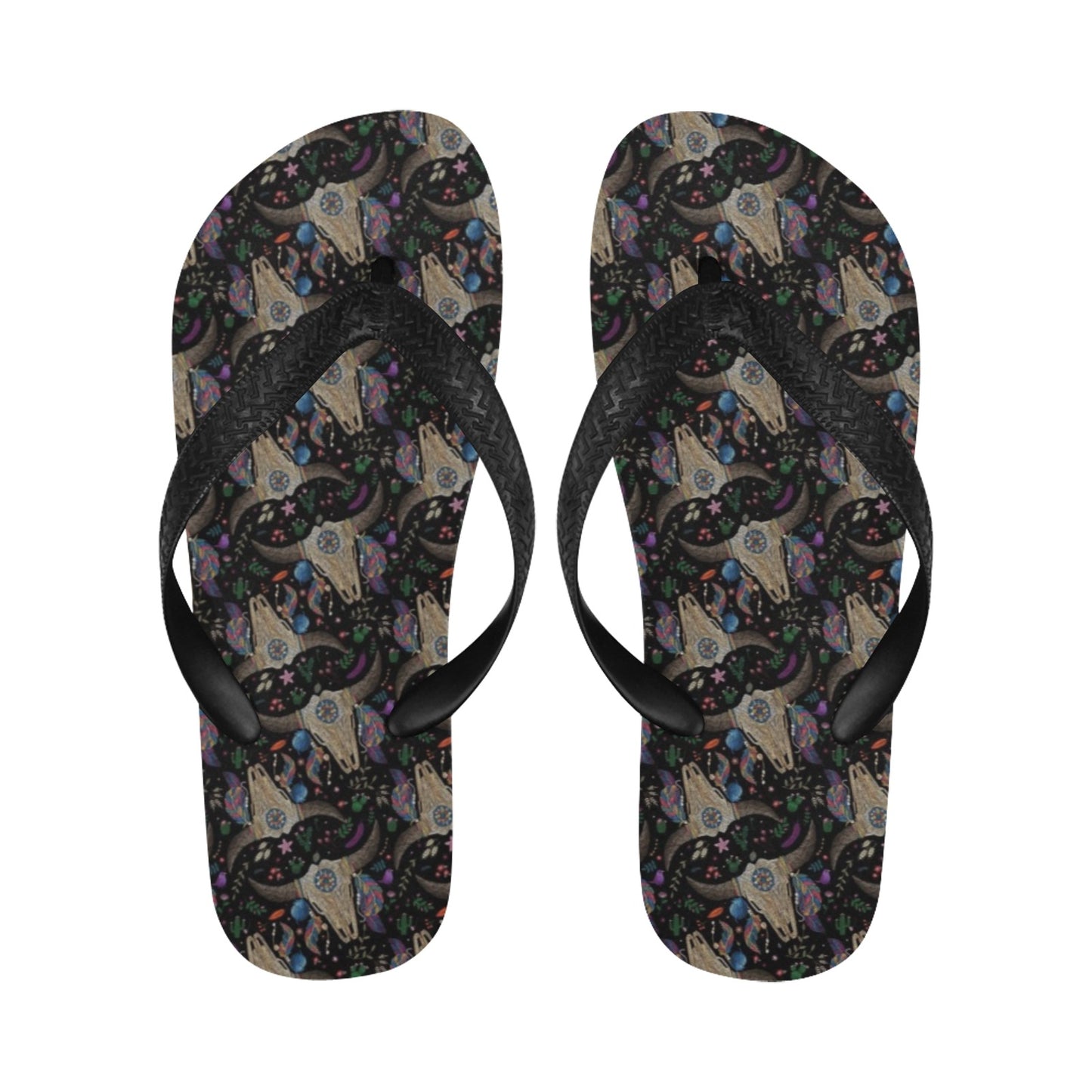 Buffalo Head Print Design LKS401 Flip Flops