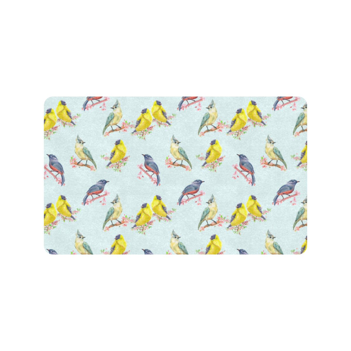 Bird Sweet Themed Print Pattern Rubber Doormat