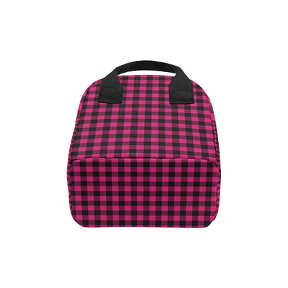 Pink Tartan Plaid Pattern Insulated Lunch Bag