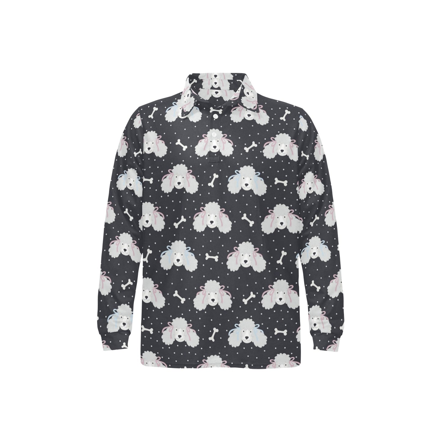 Poodle Pattern Print Design A03 Long Sleeve Polo Shirt For Men's