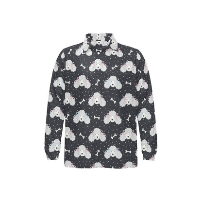 Poodle Pattern Print Design A03 Long Sleeve Polo Shirt For Men's