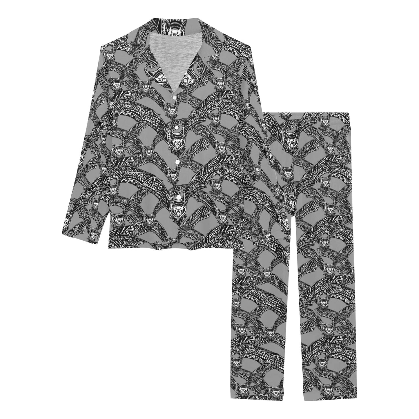 Bat Pattern Print Design 04 Women's Long Pajama Set