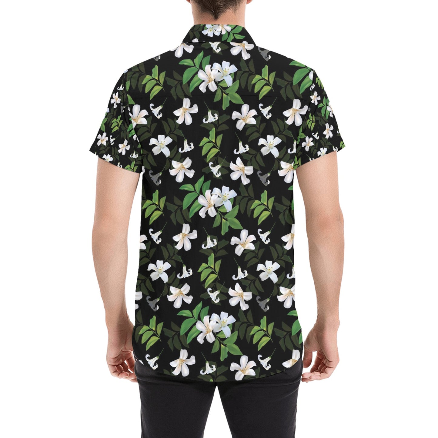 Sampaguita Print Design LKS301 Men Short Sleeve Button Up Shirt