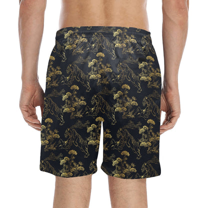 Tiger Japan Style Print Design LKS305 Men's Swim Trunks Beach Shorts