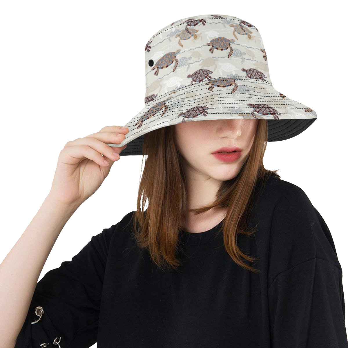 Sea Turtle Pattern Print Design T07 Unisex Bucket Hat