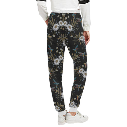 Hummingbird with Embroidery Themed Print Unisex Sweatpants