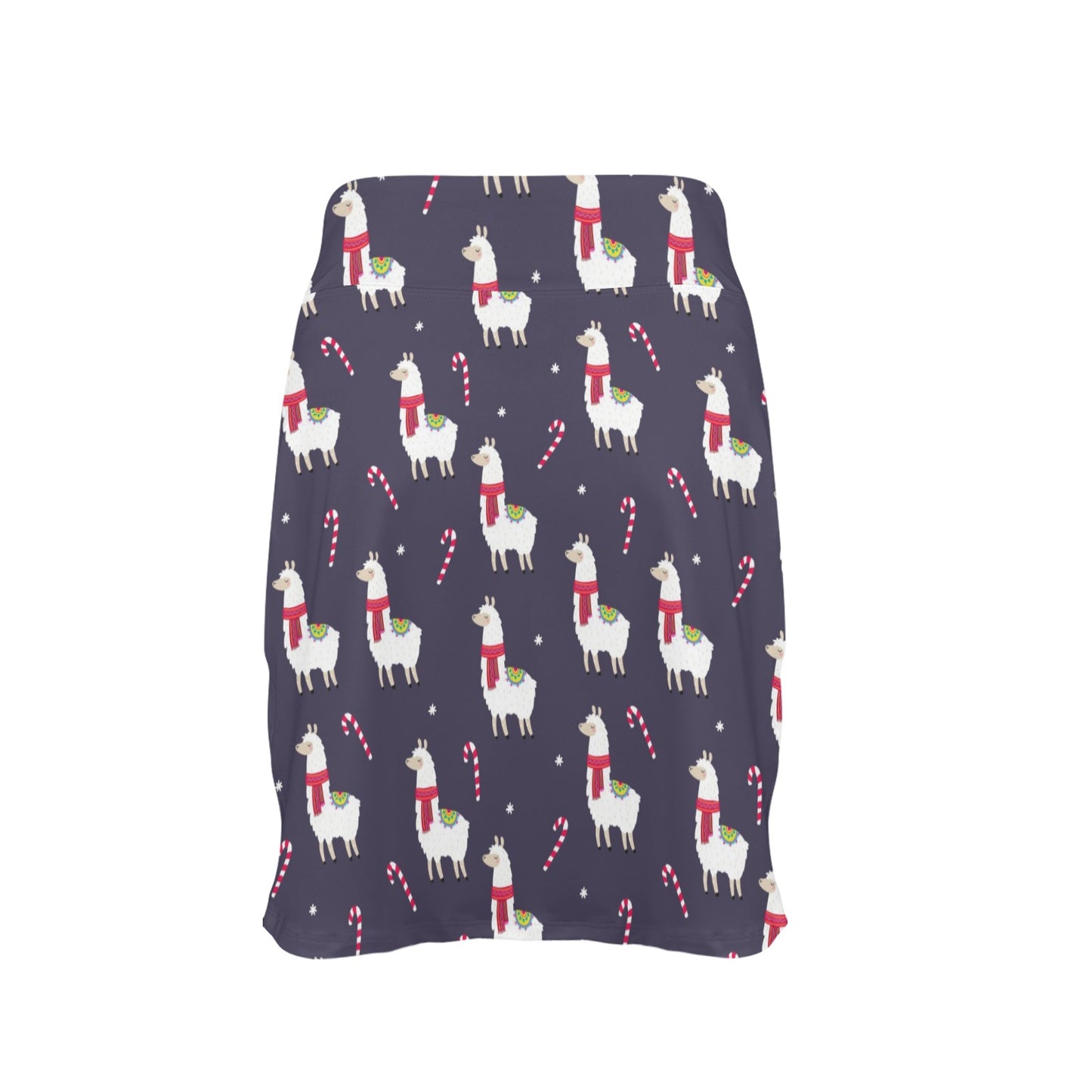Llama with Candy Cane Themed Print 17" Golf & Pickleball Skort with Pockets