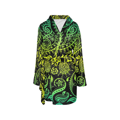 Paisley Green Design Print Women's Fleece Robe