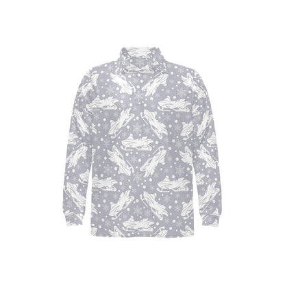 Snowmobile Print Design LKS302 Long Sleeve Polo Shirt For Men's