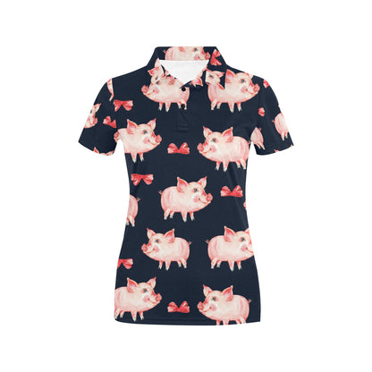 Pig Cute Pattern Print Design 02 Women's Polo Shirt