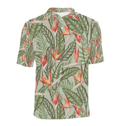 Bird Of Paradise Pattern Print Design BOP08 Men Polo Shirt