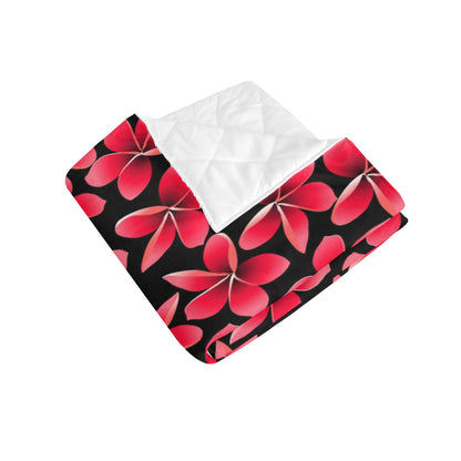 Red Plumeria Pattern Print Design PM025 Premium Quilt
