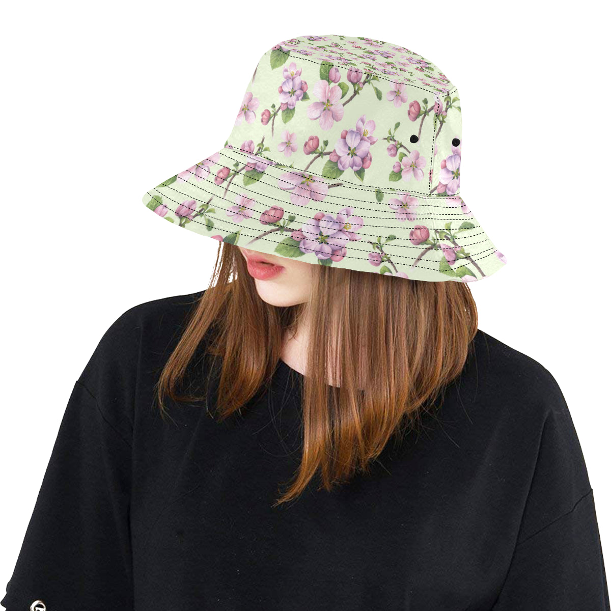Apple blossom Pattern Print Design AB05 Unisex Bucket Hat