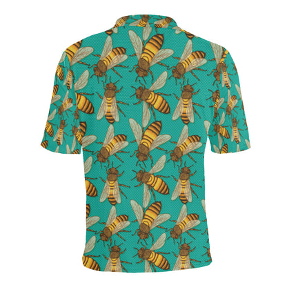 Bee Pattern Print Design BEE04 Men Polo Shirt