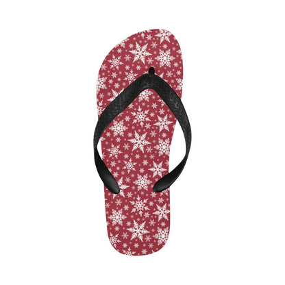 Snowflake Red Print Design LKS302 Flip Flops