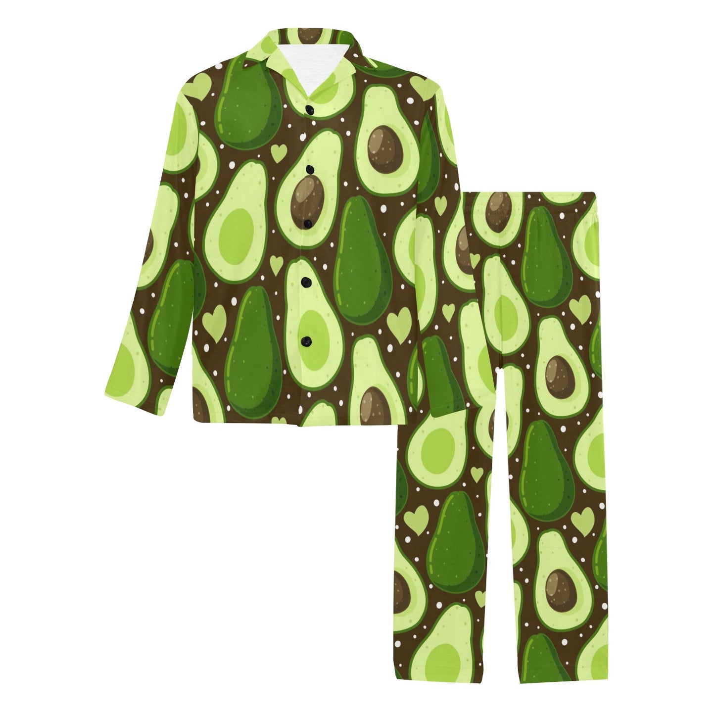 Avocado Pattern Print Design AC04 Men's Long Pajama Set