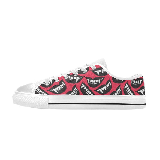 Vampire Lips Print Design LKS305 Women's White Low Top Shoes