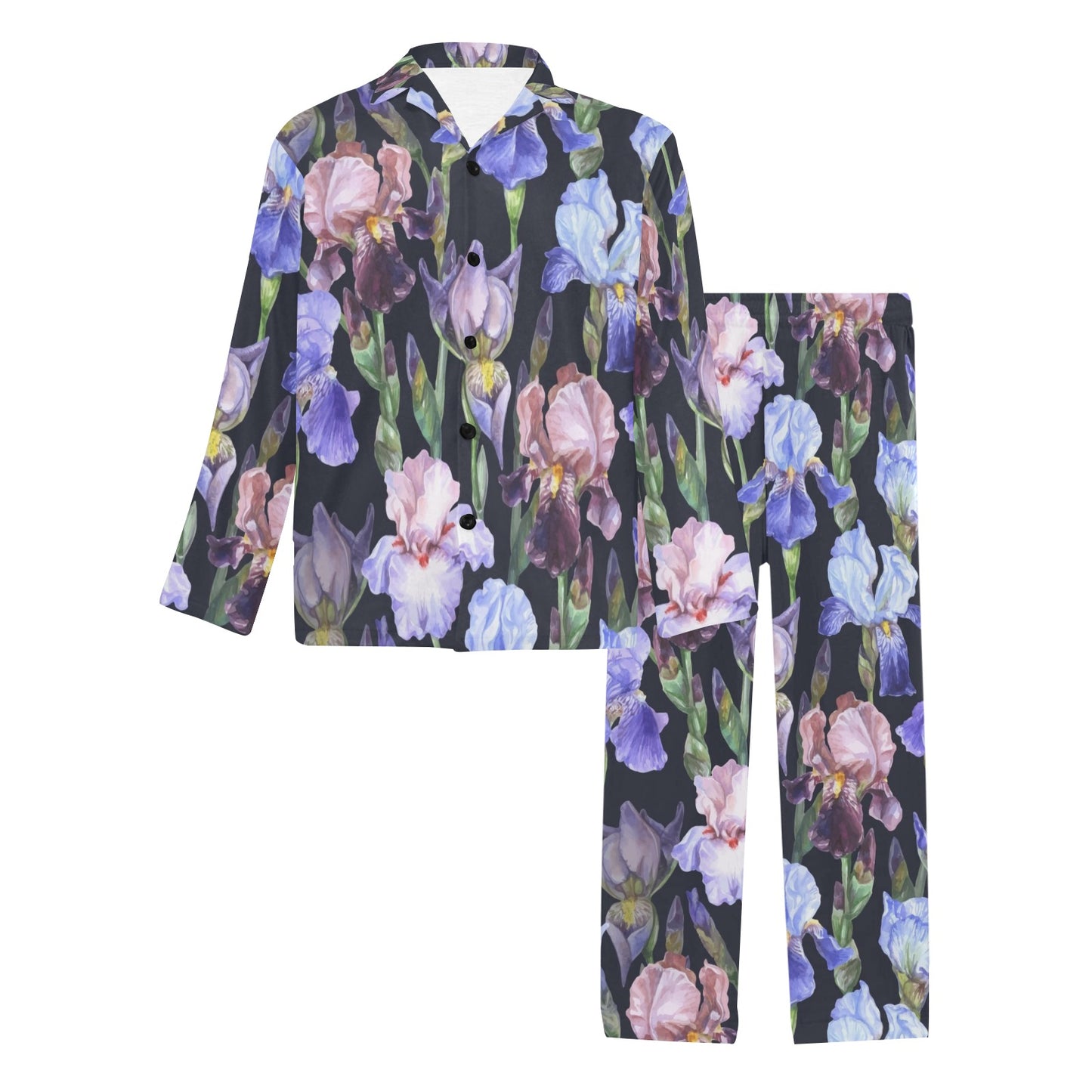 Iris Pattern Print Design IR04 Men's Long Pajama Set