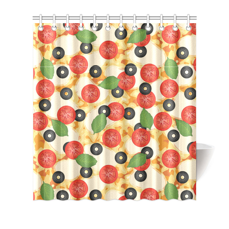 Pizza Pattern Print Design A05 Shower Curtain