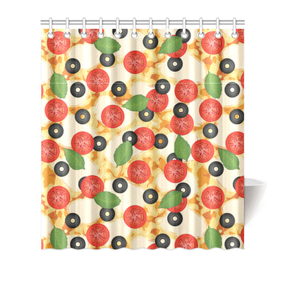 Pizza Pattern Print Design A05 Shower Curtain