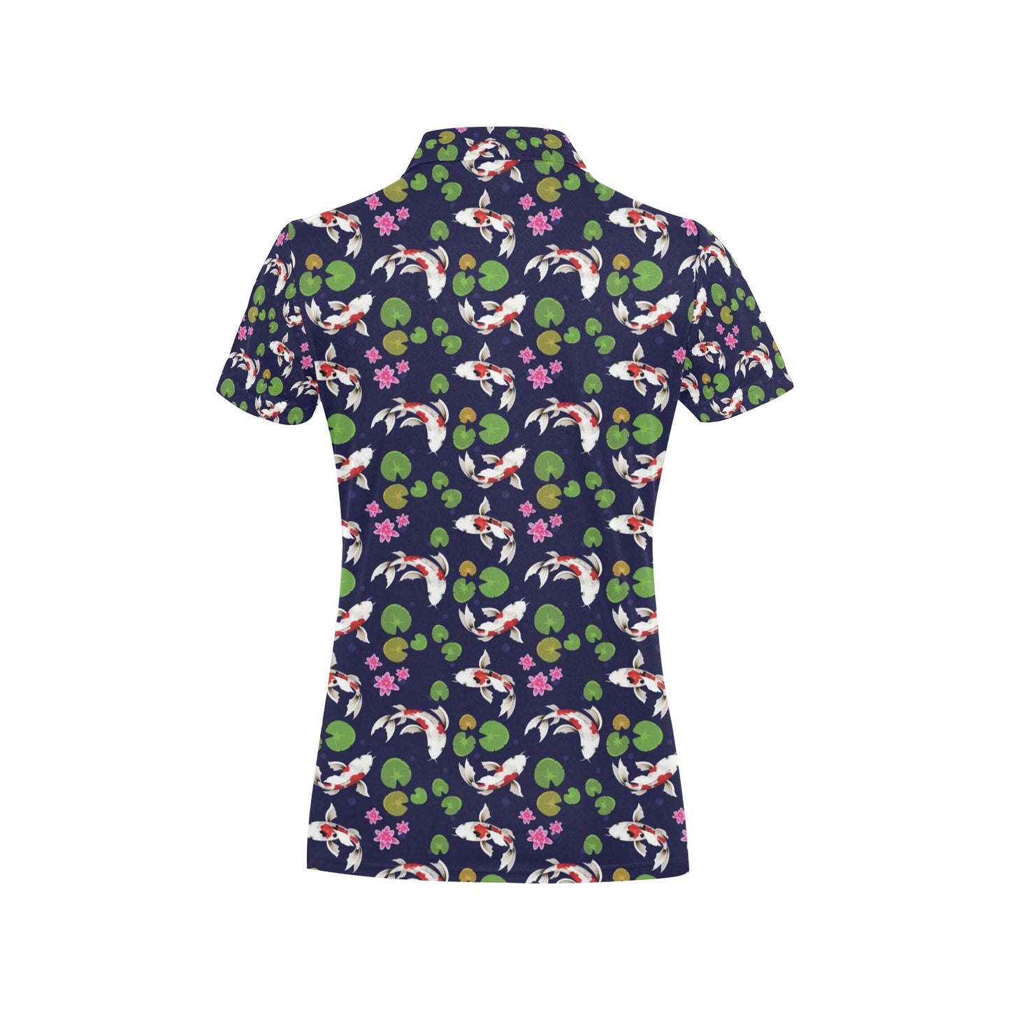 Koi Carp Pattern Design Themed Print Women's Polo Shirt
