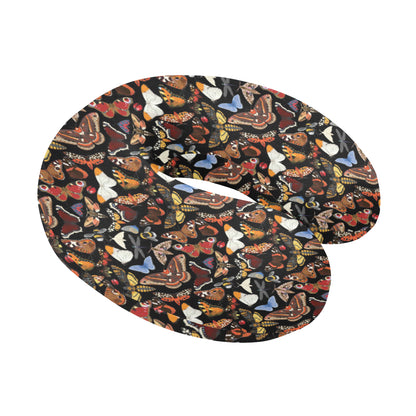 Butterfly Pattern Print Design 08 U-Shaped Travel Neck Pillow