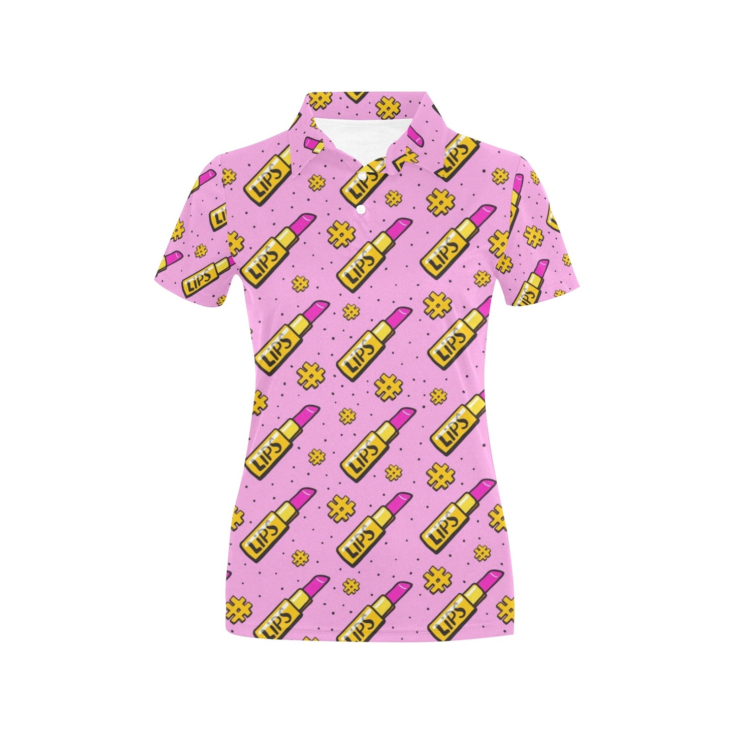 Lipstick Pattern Print Design LT03 Women's Polo Shirt