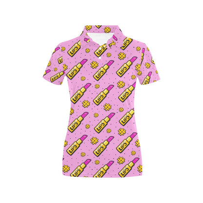 Lipstick Pattern Print Design LT03 Women's Polo Shirt