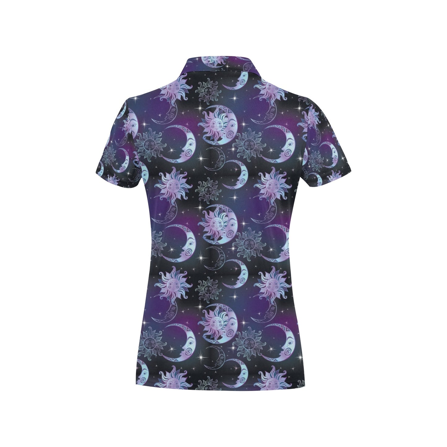 Sun Moon Print Design LKS303 Women's Polo Shirt