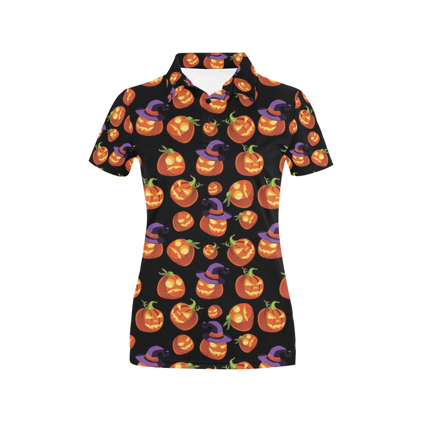 Witch Pumpkin Halloween Print LKS302 Women's Polo Shirt