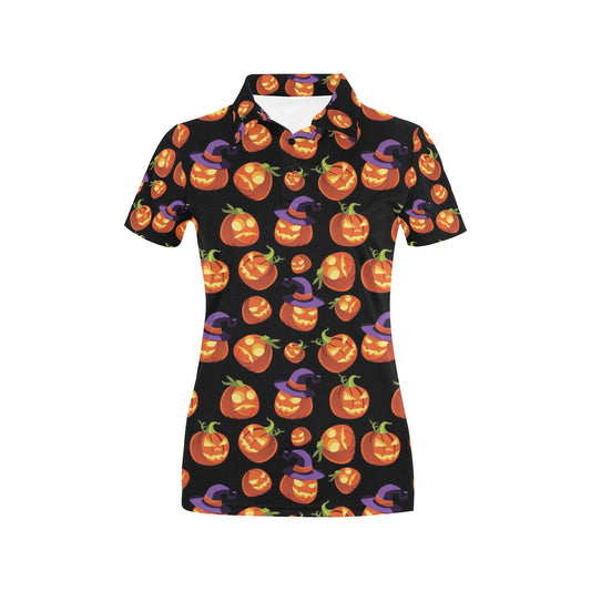 Witch Pumpkin Halloween Print LKS302 Women's Polo Shirt