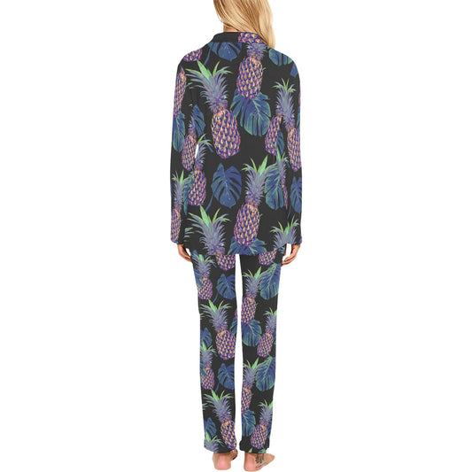 Pineapple Pattern Print Design PP04 Women's Long Pajama Set